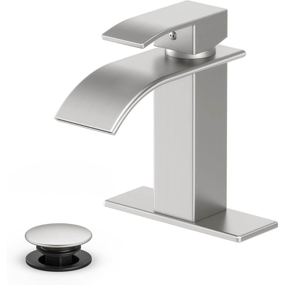 Bathroom Faucet Brushed Nickel Waterfall Single Handle