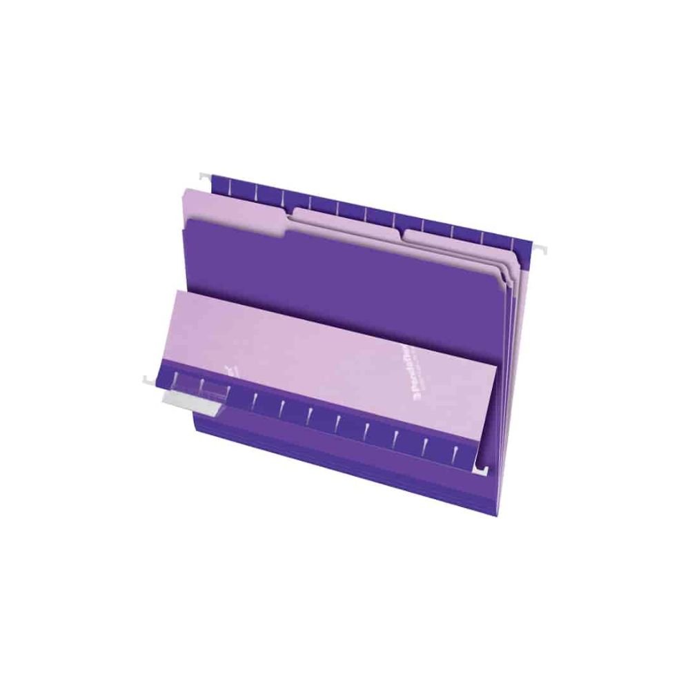 Pendaflex 1/3 Tab Cut Letter Recycled Top Tab File Folder, 8 1/2" x 11", Violet, 10% Recycled, 100 / Box