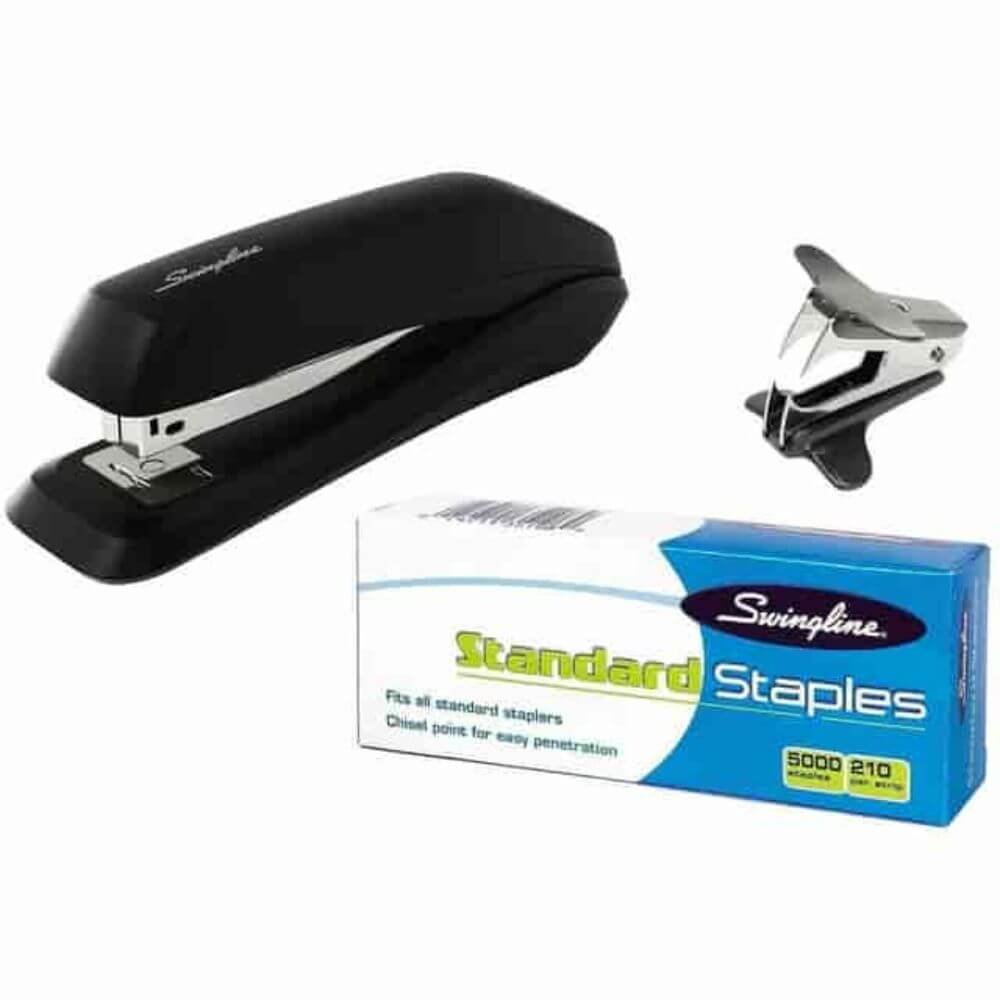 Swingline Standard Stapler Value Pack, Staples Upto 15 Sheet Of 20lb Paper, Holds Upto 210 Staple, Full Strip, Staple Size: 0.25", Black, Plastic, 1 Each
