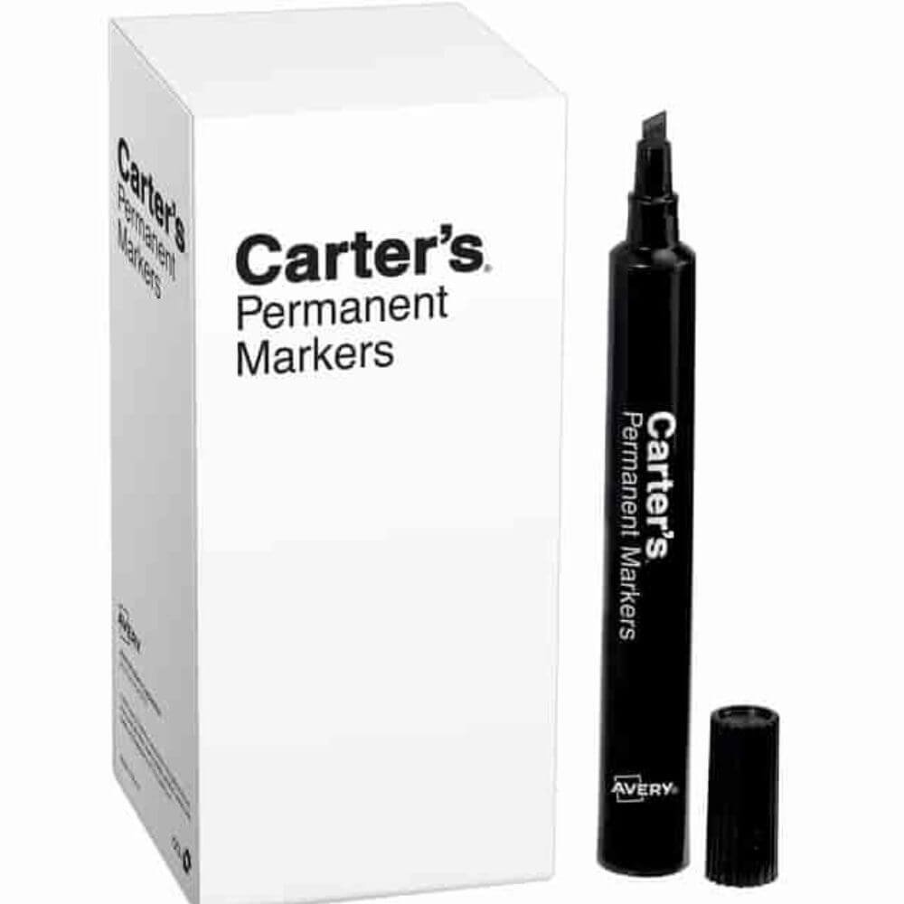 Carter's Large Desk-Style Permanent Markers, 120.9675 Mm Chisel Marker Point, Black Ink, 1 Dozen
