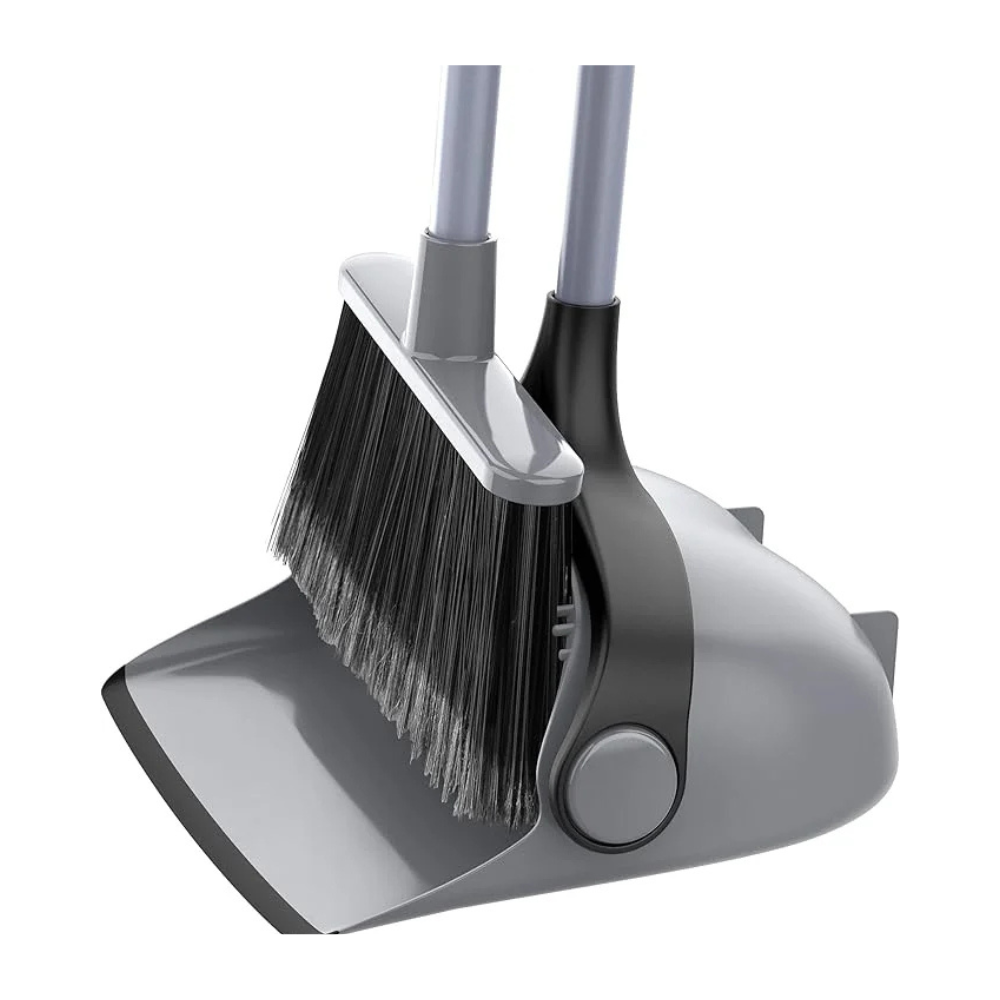 MR SIGA Broom and Dustpan Set with Adjustable Long Handle Upright Cleaning