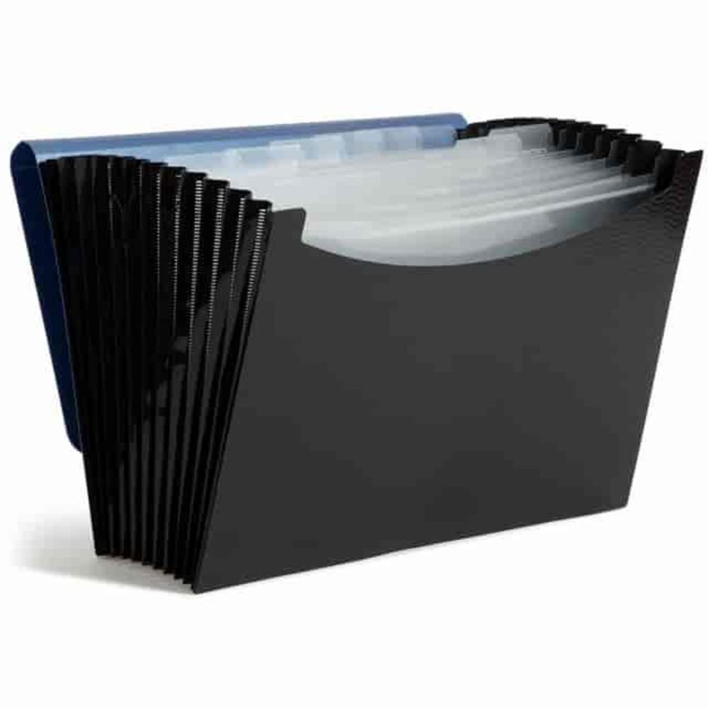 Smead Letter Expanding File, 8 1/2" X 11", 12 Pocket(s), Polypropylene, Blue, Black, 1 Each
