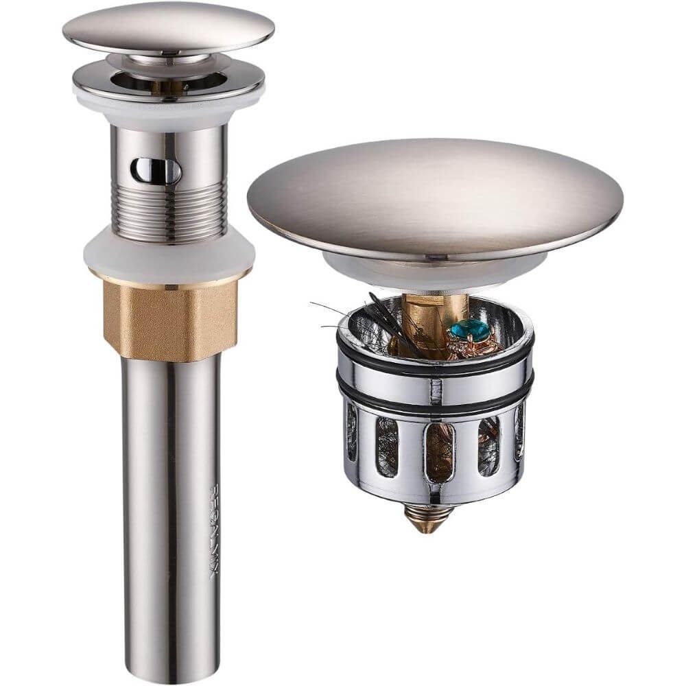 Bathroom Vessel Sink Drain Pop Up With Basket Strainer