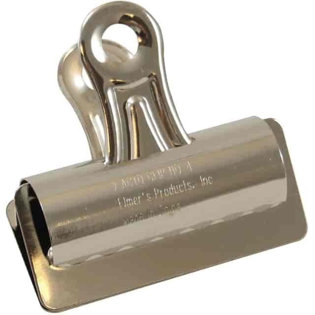 Elmer's Grip Bulldog Clips, No. 4, 3" Width, 1" Size Capacity, For Home, Office, Strong, Durable, Lightweight, Heavy Duty, Silver, Nickel Plated Steel, Box
