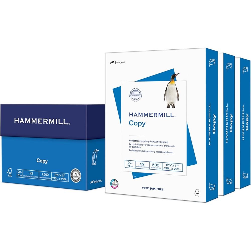 Hammermill 20 lb Copy Paper 8.5x11 | 92 Bright | 1,500 Sheets