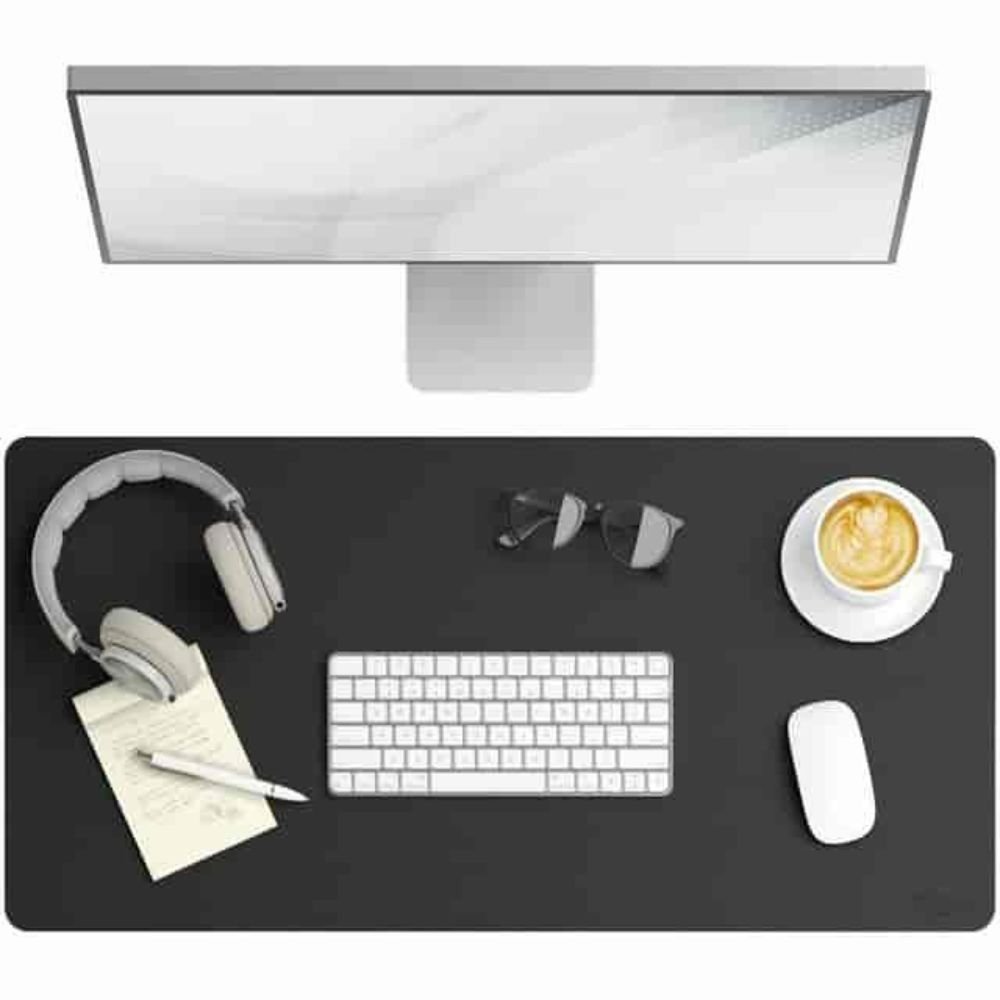 Smead Waterproof Desk Pad, Rectangular, 15.7" Width x 31.50000" Depth, Faux Suede Backing, Vegan Leather, Charcoal