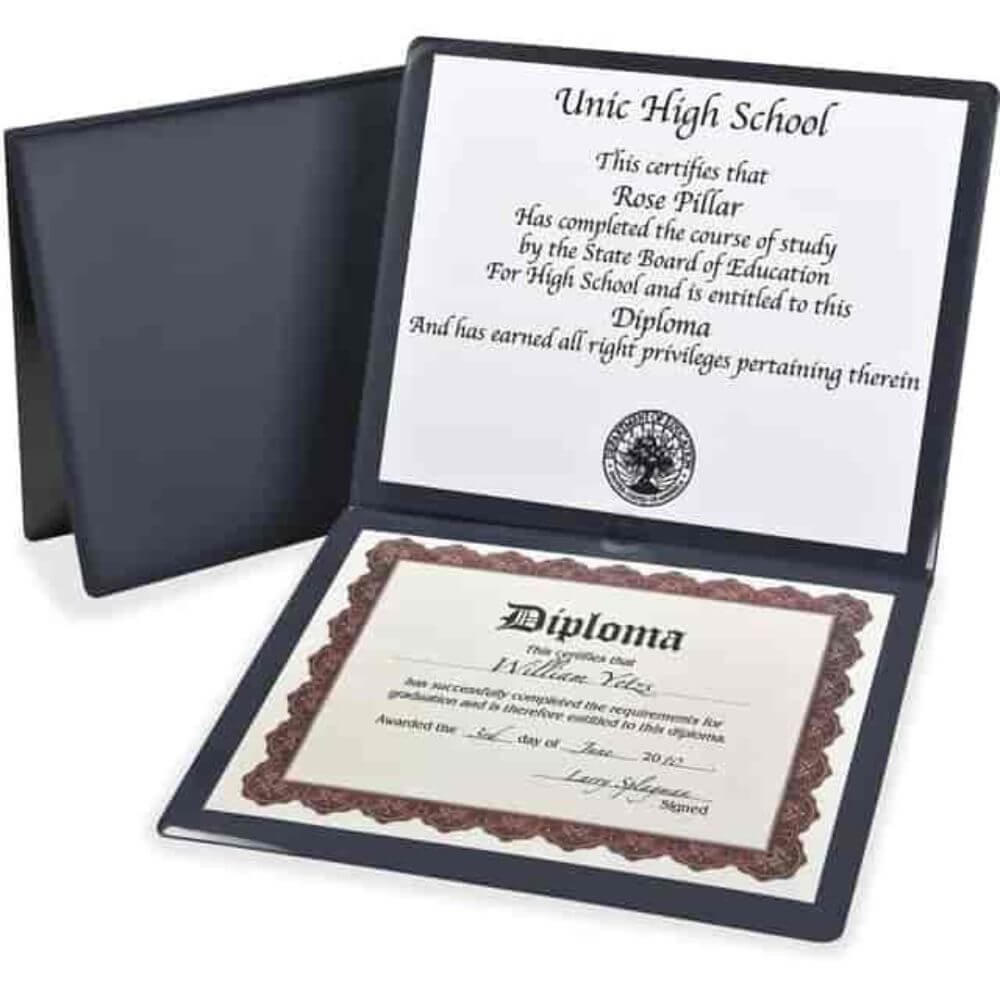 Oxford Certificate Holder, 12" X 10", 2 Pocket(s), Navy, Tab, Padded, Moisture Resistant, Wall Mountable, Window, Durable, 1 Each