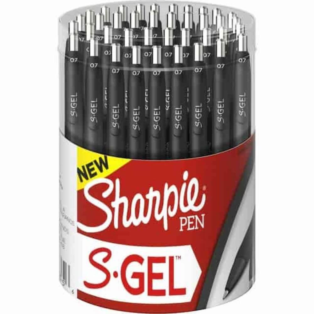 Sharpie S-Gel Gel Pen, 0.7 Mm Medium Pen Point, Refillable, Retractable, Black Ink, Gel-based, Black Barrel, 36 / Box