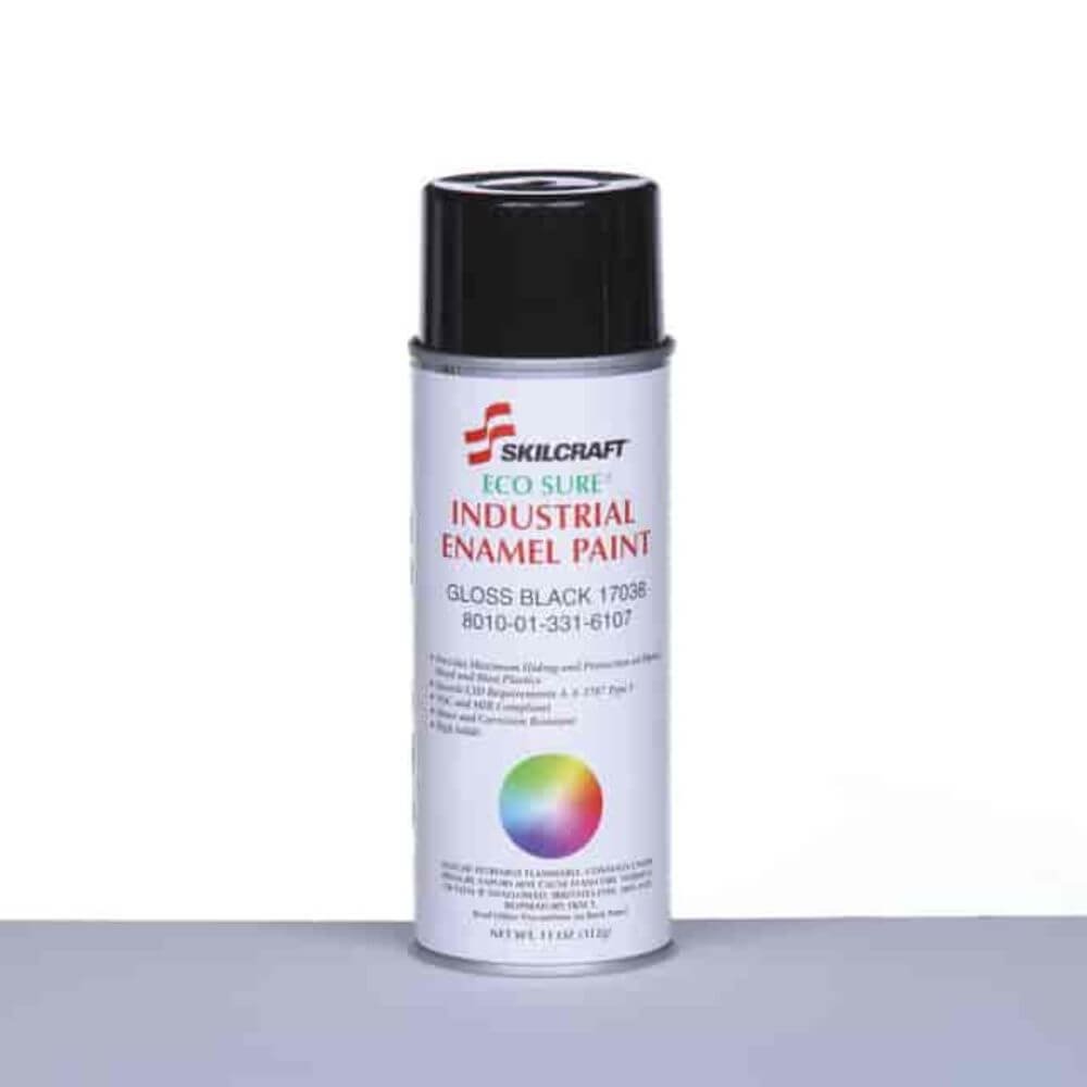 LC Industries SKILCRAFT ECO-SURE Industrial Enamel Aerosol Paints - A-A-2787, Type I, Black, 17038 - 11 Oz - 1Each - Black