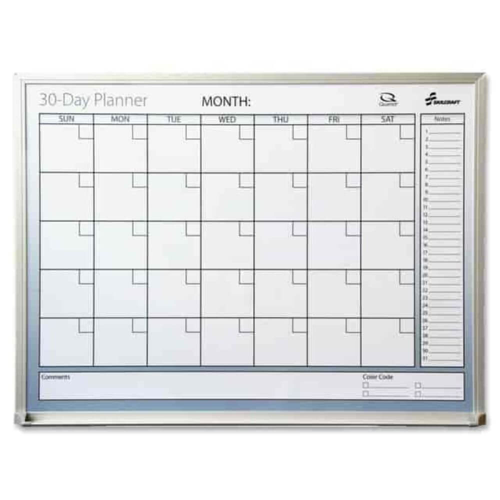 LC Industries SKILCRAFT 7110-01-444-7735 Dry Erase Planner - Daily - 18" X 24" - Aluminum Frame