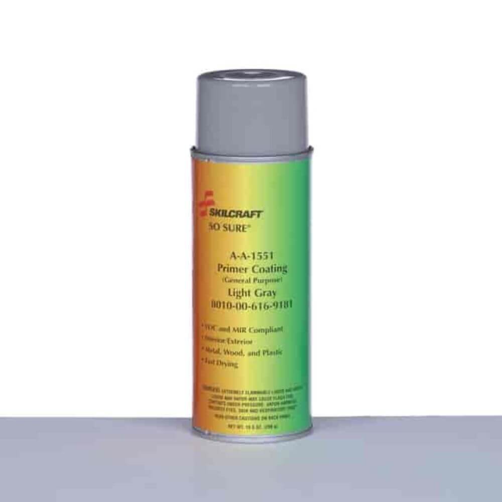 LC Industries SKILCRAFT SO-SURE Aerosol Primer Paint - A-A-1551, General Purpose For Metal - 1 - Gray