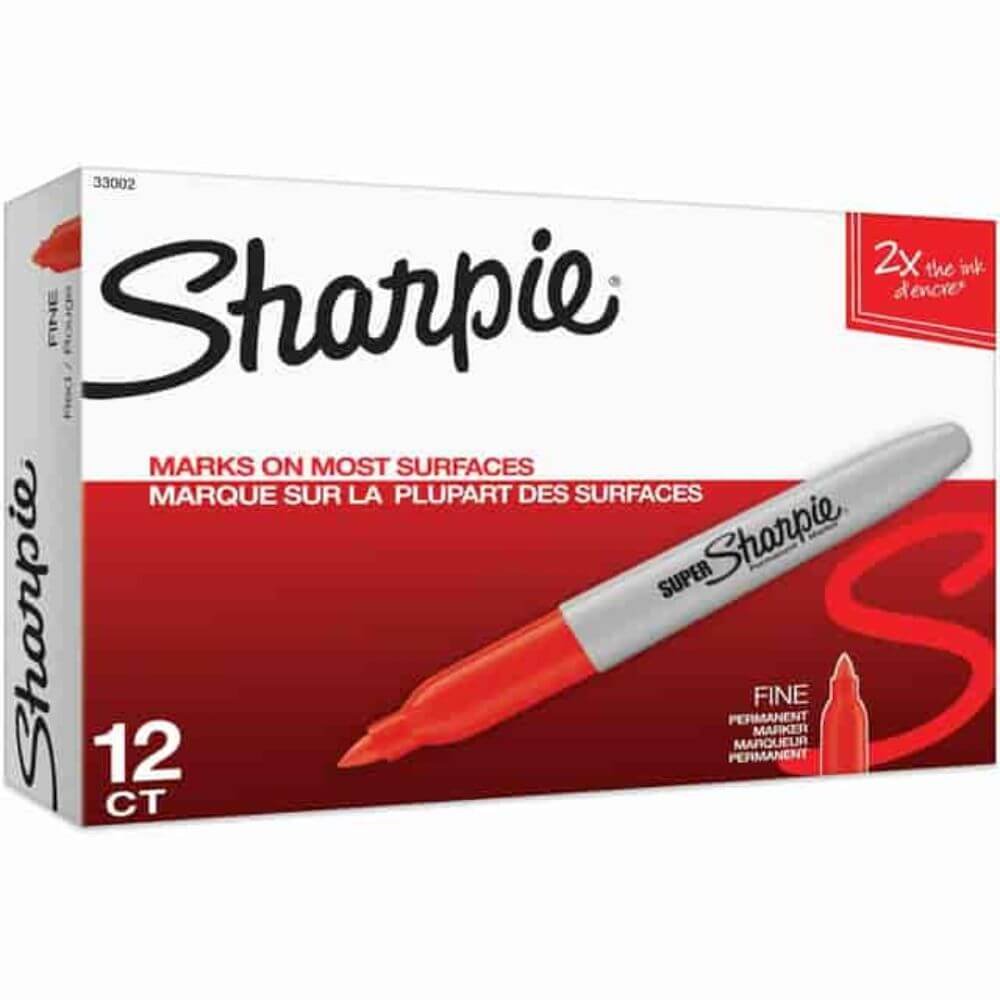 Sharpie Super Bold Fine Point Markers, Bold Marker Point, Red Ink, Alcohol Based, 1 Dozen