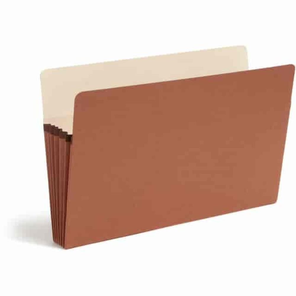 Smead Straight Tab Cut Legal Recycled File Pocket, 8 1/2" X 14", Top Tab Location, 12.5 Pt., Redrope, Tear Resistant, Rounded Corner, Reinforced Gusset, 30% Recycled, 10 / Box