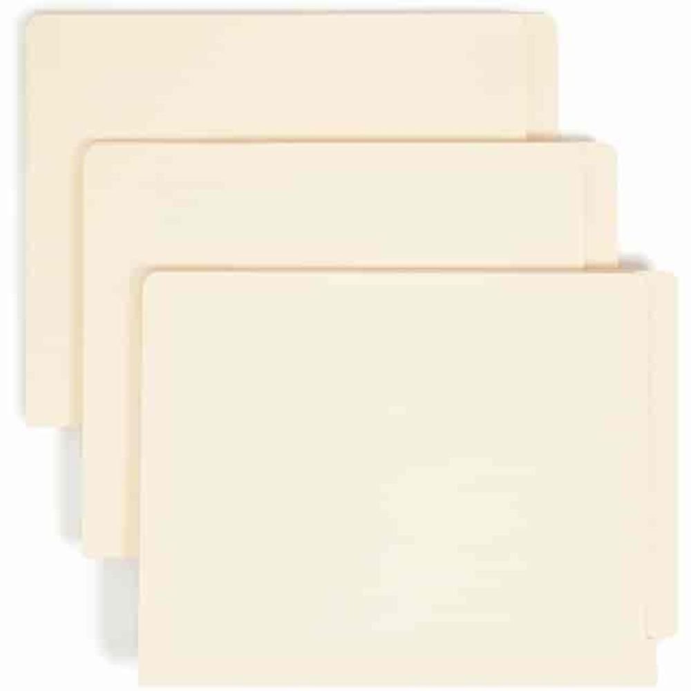 Straight Cut End Tab Folders, 9 1/2 Inch Front, Letter, Manila, 100/Box