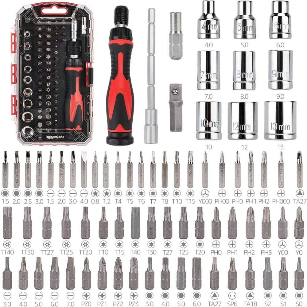 73 Piece Ratcheting Wrench Screwdriver Tool Set With Case