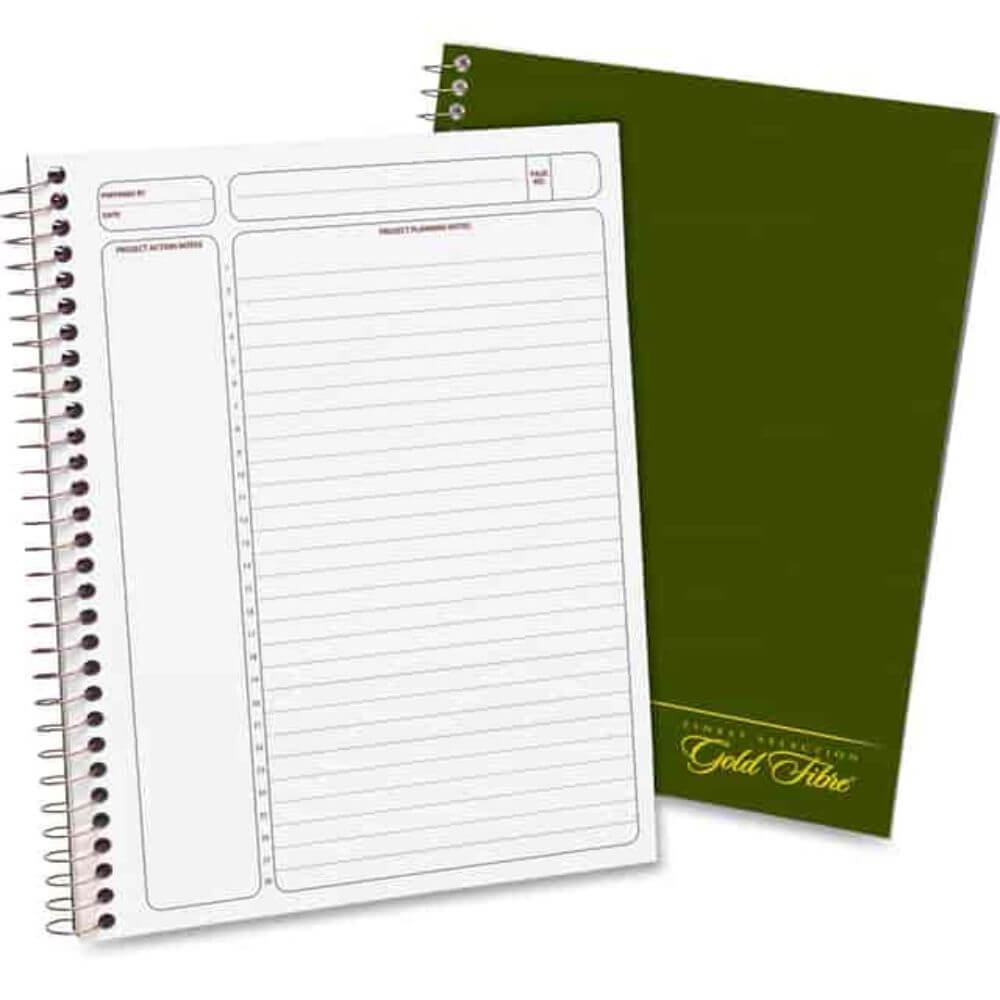Ampad Gold Fibre Classic Project Planner, Action, White Sheet, Wire Bound, White, Classic Green Cover, 9.5" Height X 7.3" Width