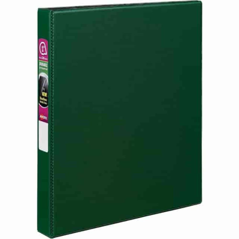 Avery Durable Binder - DuraHinge, 1" Binder Capacity, Letter, 8 1/2" X 11" Sheet Size, 220 Sheet Capacity, 3 Ring, Fastener: Slant D-Ring, Pocket: 2, Internal, Green, 1.13 Lb, Recycled