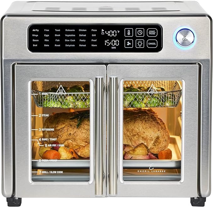 Emeril Lagasse French Door Air Fryer Toaster Oven 26 Qt Stainless