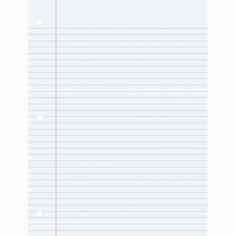 Pacon College Ruled Filler Paper, 100 Sheets, College Ruled Front Ruling, 0.28" Ruled, Red Margin, 3 Hole(s), 8" X 10 1/2" Sheet Size, White Paper, Smooth, Punched,Pack