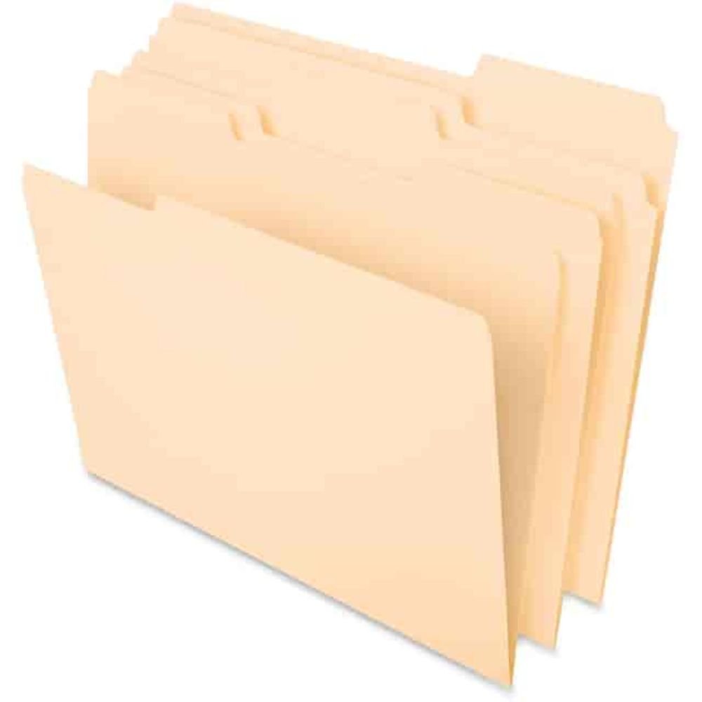 Pendaflex 1/3 Tab Cut Letter Recycled Top Tab File Folder, 8 1/2" X 11", 3/4" Expansion, Top Tab Location, Assorted Tab Position, 11 Pt., 1 Plys, Manila, Tab, 10% Recycled, 100 / Box