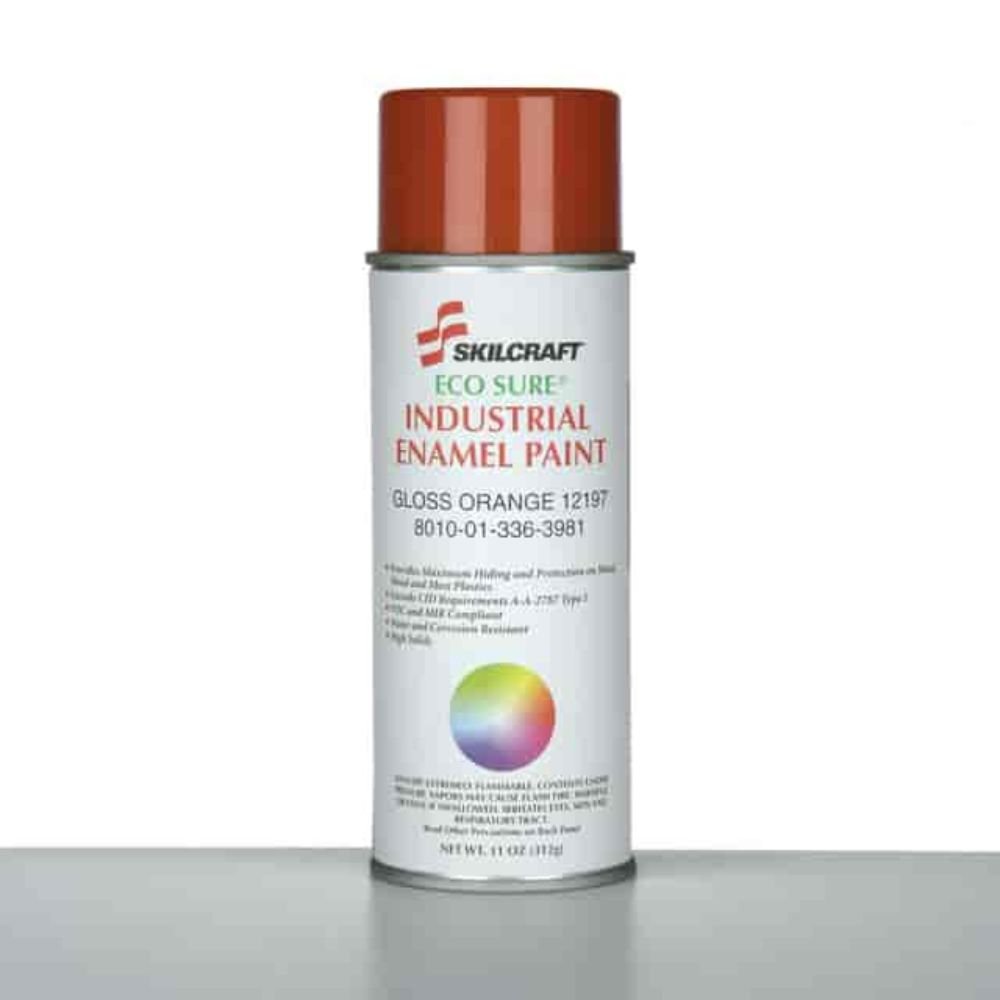 LC Industries SKILCRAFT ECO-SURE Industrial Enamel Aerosol Paints - A-A-2787, Type I, Orange, 12197 - 11 Oz - 1 - Orange