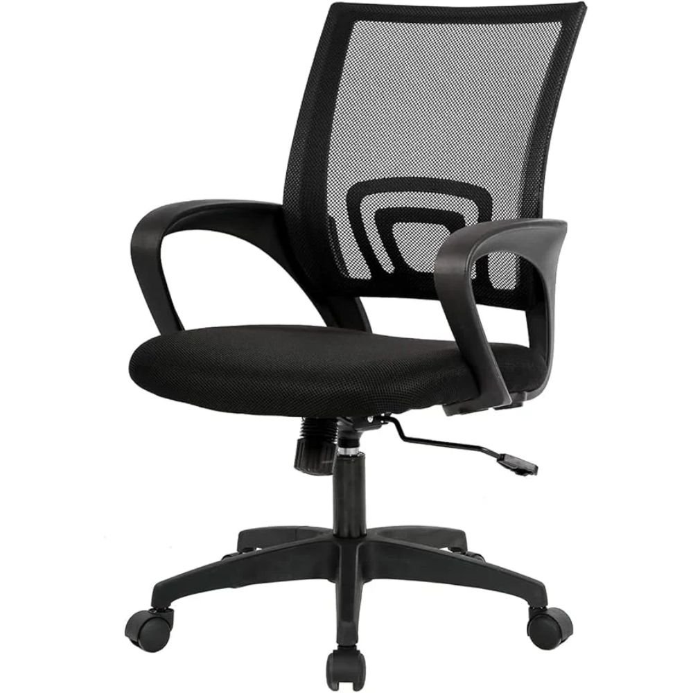 BestOffice Ergonomic Mid Back Office Chair Adjustable Lumbar Black