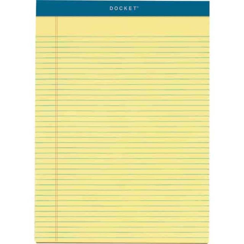 TOPS Letr-Trim Perforated Narrow Ruled Canary Legal Pads, 100 Sheets, Double Stitched, 0.25