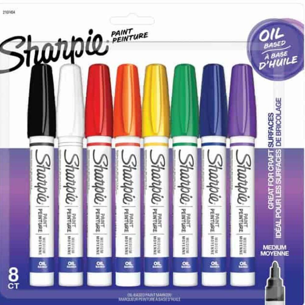 Sharpie Oil-Based Paint Markers, Medium Marker Point, Assorted Ink, Oil Based, Metal Barrel, 8 / Pack