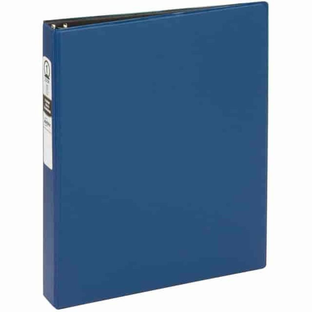 Avery Economy Binder, 1" Binder Capacity, Letter, 8 1/2" X 11" Sheet Size, 175 Sheet Capacity, 3 Ring, Fastener: Round Ring, Pocket: 2, Internal, Vinyl, Royal Blue, Recycled, Non Locking Mechanism, 1 Each
