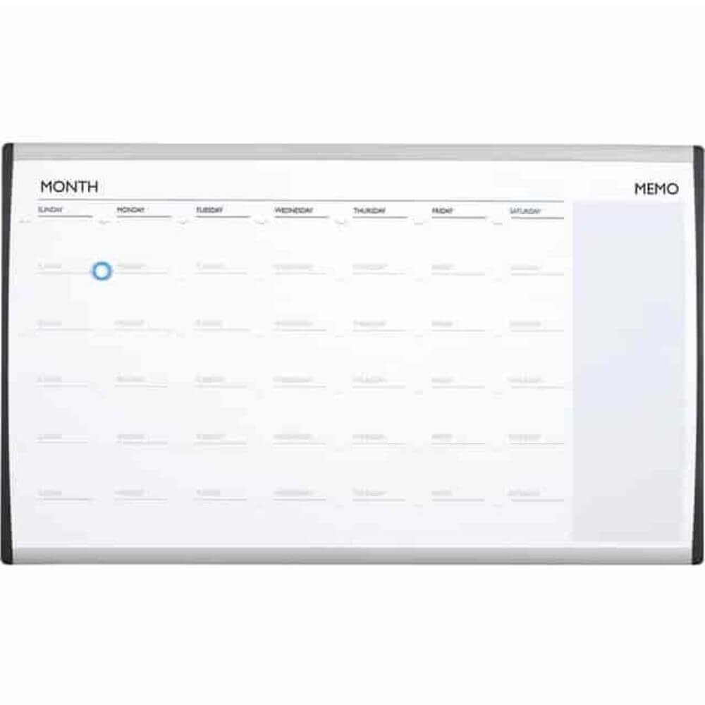Quartet Arc Cubicle Whiteboard Calendar, 18" Board Height X 30" Board Width, White Natural Cork Surface, Magnetic, Calendar, Durable, Lightweight, Silver Aluminum Frame, 1 Each