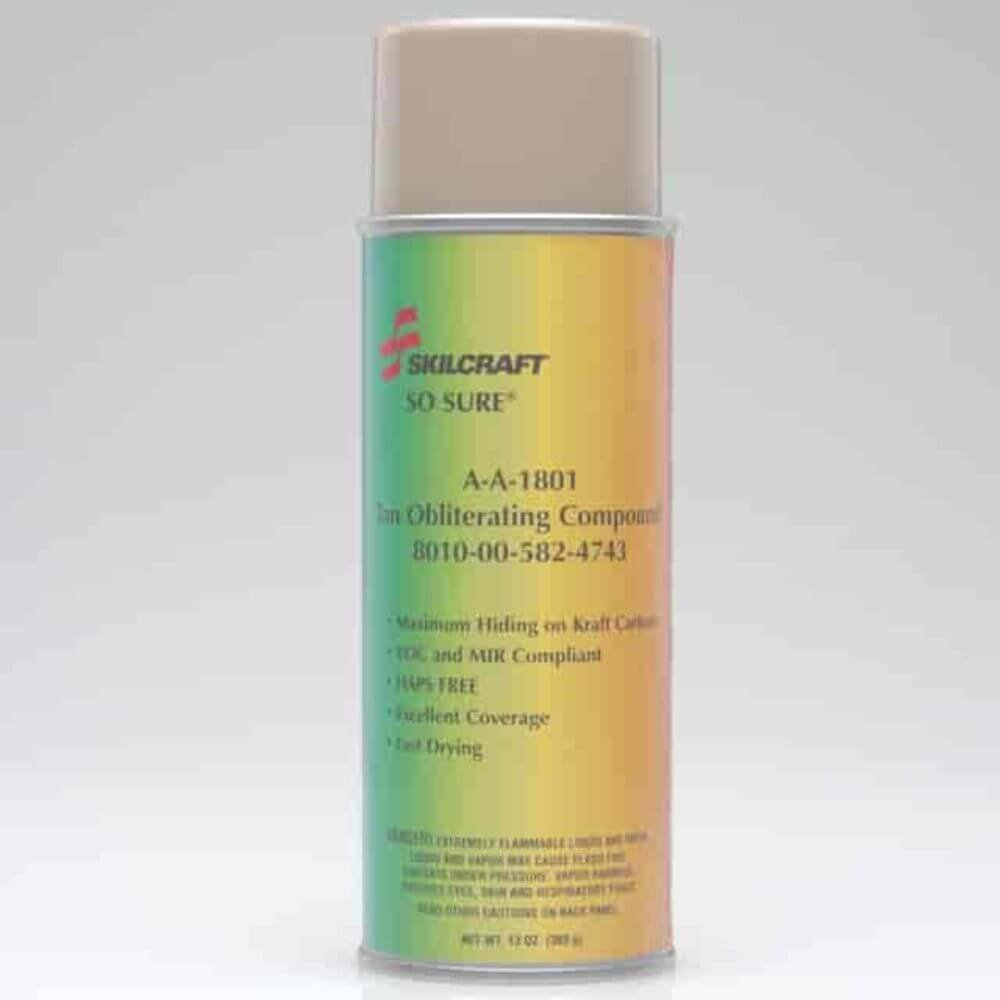 LC Industries SKILCRAFT SO-SURE Aerosol Paint - A-A-1801, Obliterates Markings On Bales, Crates - 13 Oz - 1 - Brown