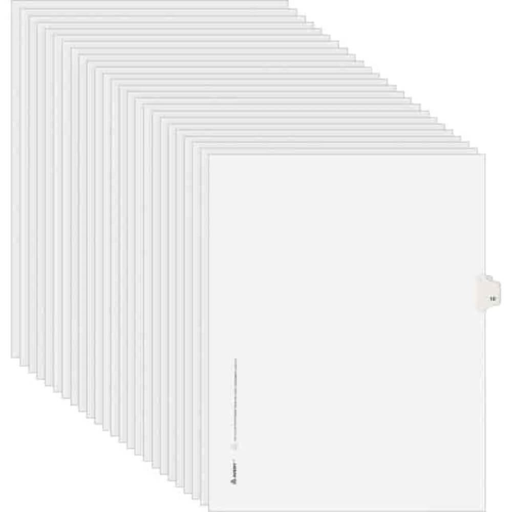 Avery Individual Legal Exhibit Dividers - Avery Style - Unpunched, 25 X Divider(s), 25 Printed Tab(s), Digit, 10, 1 Tab(s)/Set, 8.5" Divider Width X 11" Divider Length, Letter, White Paper Divider