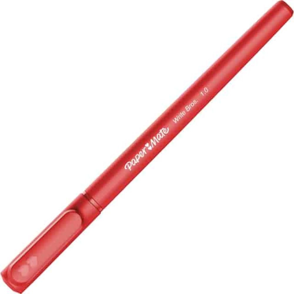 Paper Mate Ballpoint Stick Pens, Medium Pen Point, Red Ink, Red Barrel, 1 Dozen