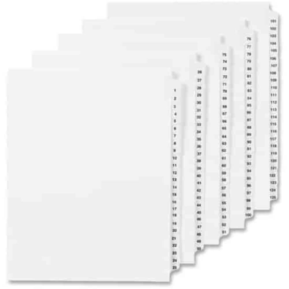 Avery Individual Legal Exhibit Dividers - Avery Style - Unpunched, 25 X Divider(s), 25 Printed Tab(s), Digit, 3, 1 Tab(s)/Set, 8.5" Divider Width X 11" Divider Length, Letter, White Paper Divider
