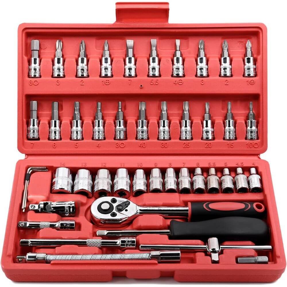 46 Piece Socket Ratchet Wrench Set 1 4 Inch With Case