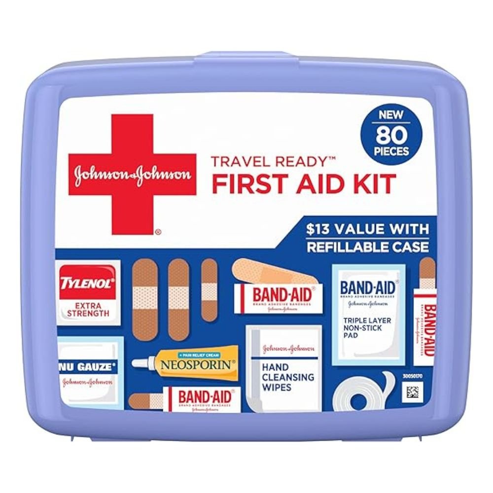 BAND AID Travel Ready First Aid Kit 80 Pieces for Home Car Travel