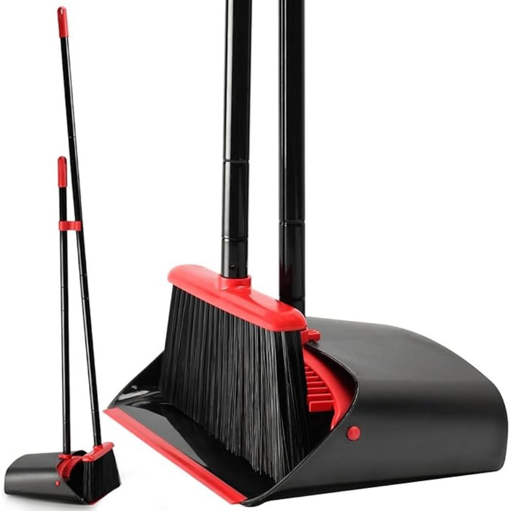 TreeLen Broom And Dustpan Set With Long Handle For Home Kitchen Floor