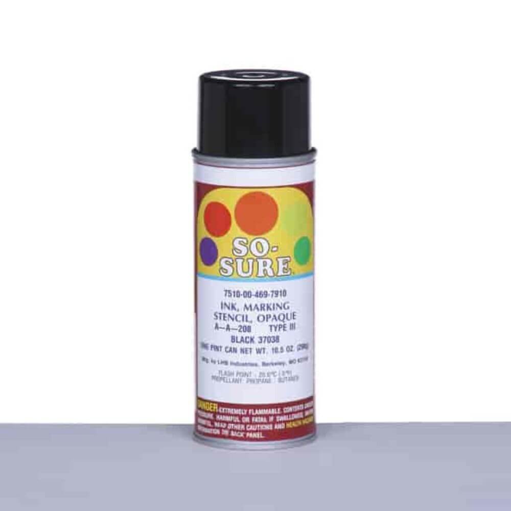 LC Industries SKILCRAFT SO-SURE Aerosol Stencil Ink - A-A-208B, Black, 37038 - 10. 50 Oz - 1 - Black