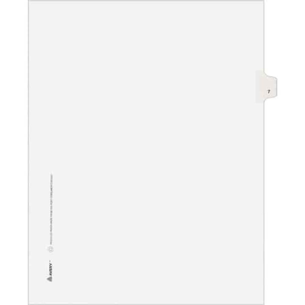 Avery Individual Legal Exhibit Dividers - Avery Style - Unpunched, 25 X Divider(s), 25 Printed Tab(s), Digit, 7, 1 Tab(s)/Set, 8.5" Divider Width X 11" Divider Length, Letter, White Paper Divider