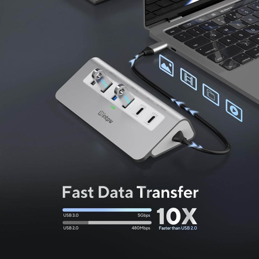 INTPW 9 In 1 USB C Hub 4K HDMI PD 100W Adapter