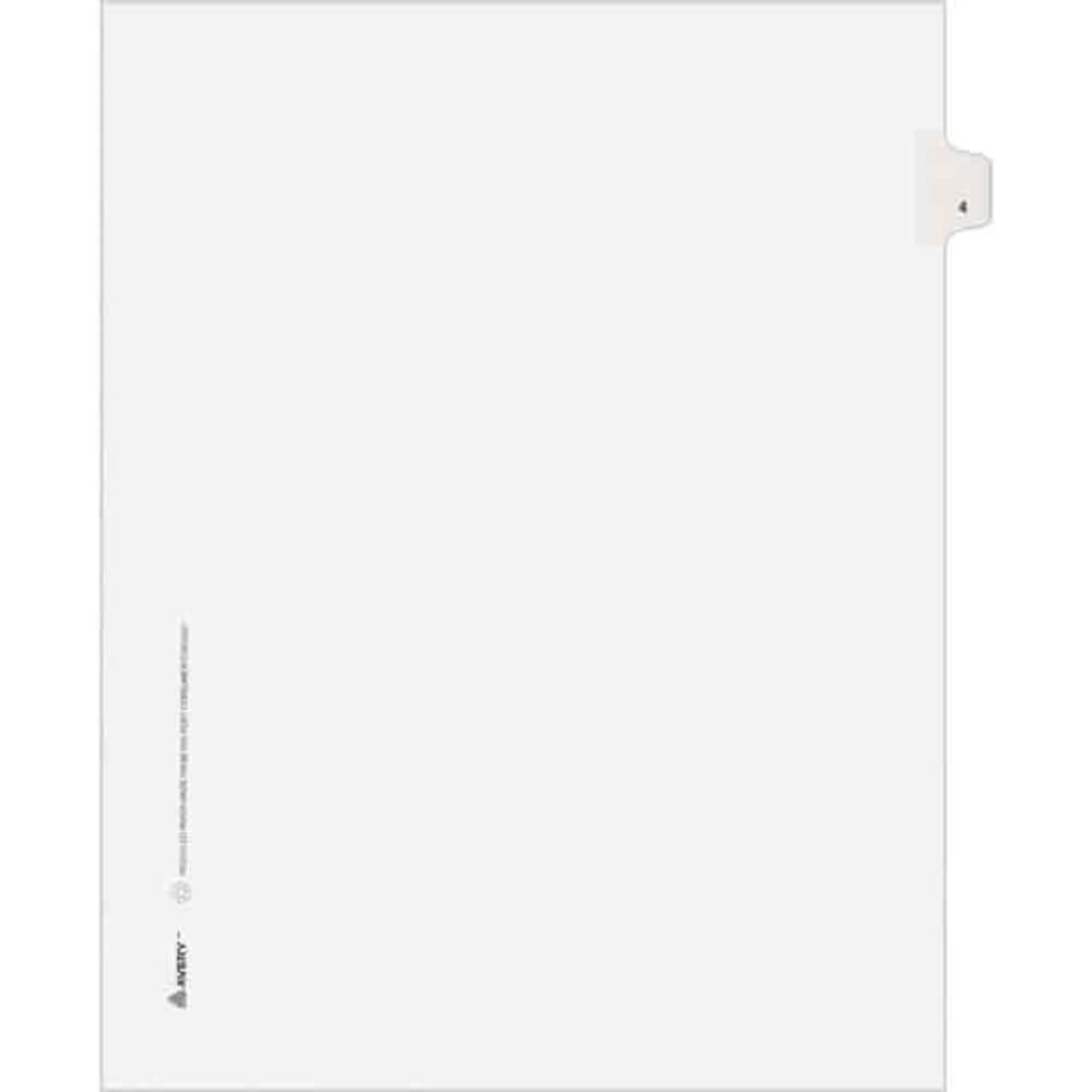 Avery Individual Legal Exhibit Dividers - Avery Style - Unpunched, 25 X Divider(s), 25 Printed Tab(s), Digit, 4, 1 Tab(s)/Set, 8.5" Divider Width X 11" Divider Length, Letter, White Paper Divider