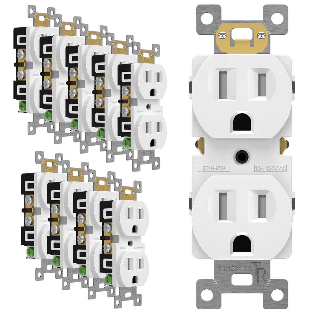 Enerlites Duplex Outlet 10 Pack Tamper Resistant White