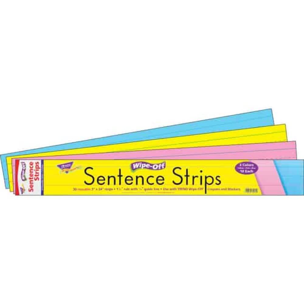 TREND 24" Multicolor Wipe-Off Sentence Strips, Theme/Subject: Learning, Skill Learning: Writing, Spelling, Word, Stories, 1 Pack