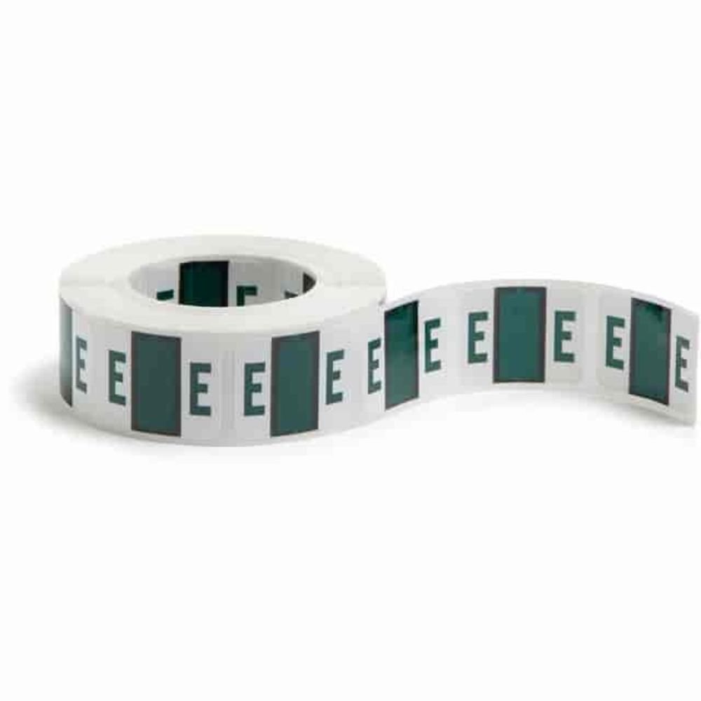 Smead BCCR Bar-Style Color-Coded Labels, E, X 1 1/4" Width X 1" Length, Dark Green, Laminated, Roll
