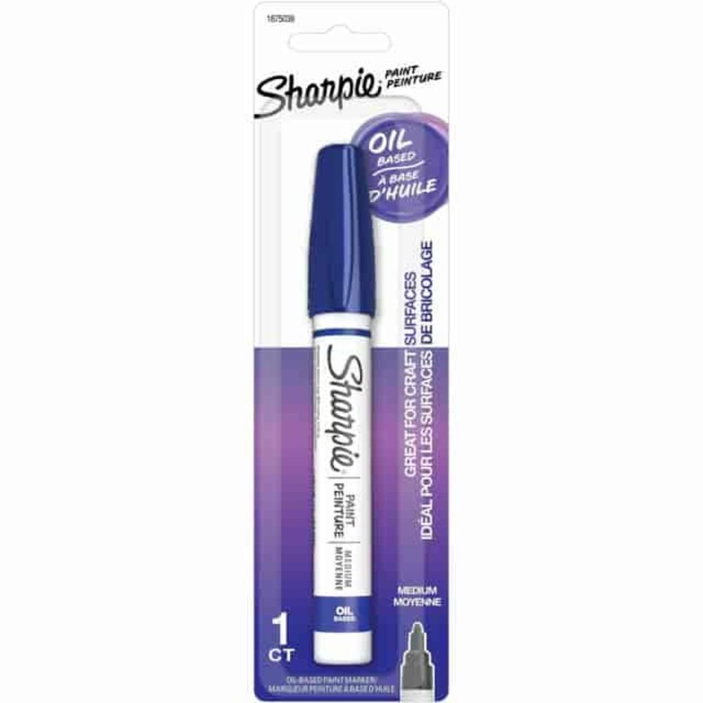 Sharpie Oil-Based Paint Markers, Medium Marker Point, Blue Ink, Oil Based, Metal Barrel, 1 Pack