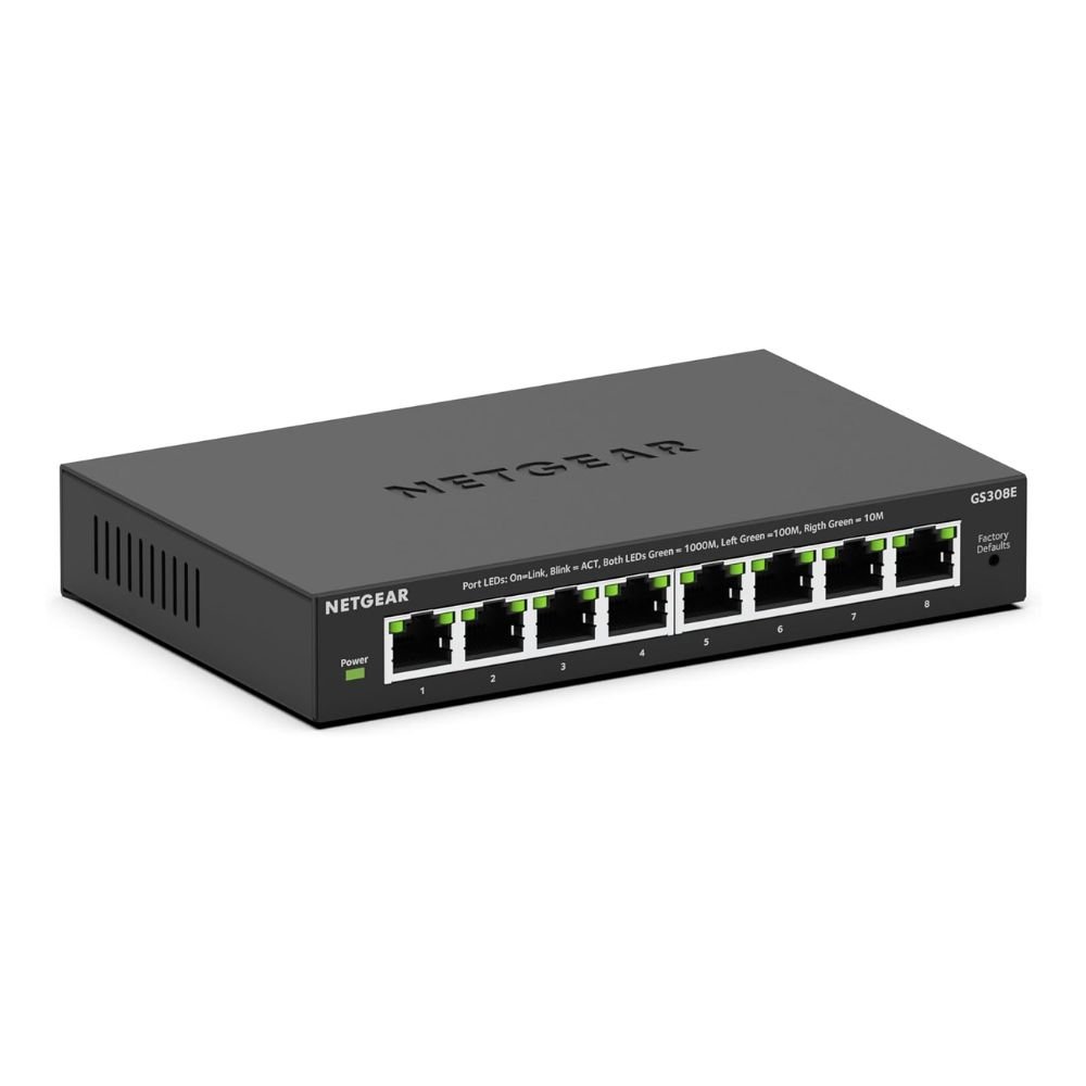 NETGEAR 8-Port Gigabit Ethernet Easy Smart Managed Essentials Switch (GS308E) - Desktop Or Wall Mount, Home Network Hub, Office Ethernet Splitter, Sil