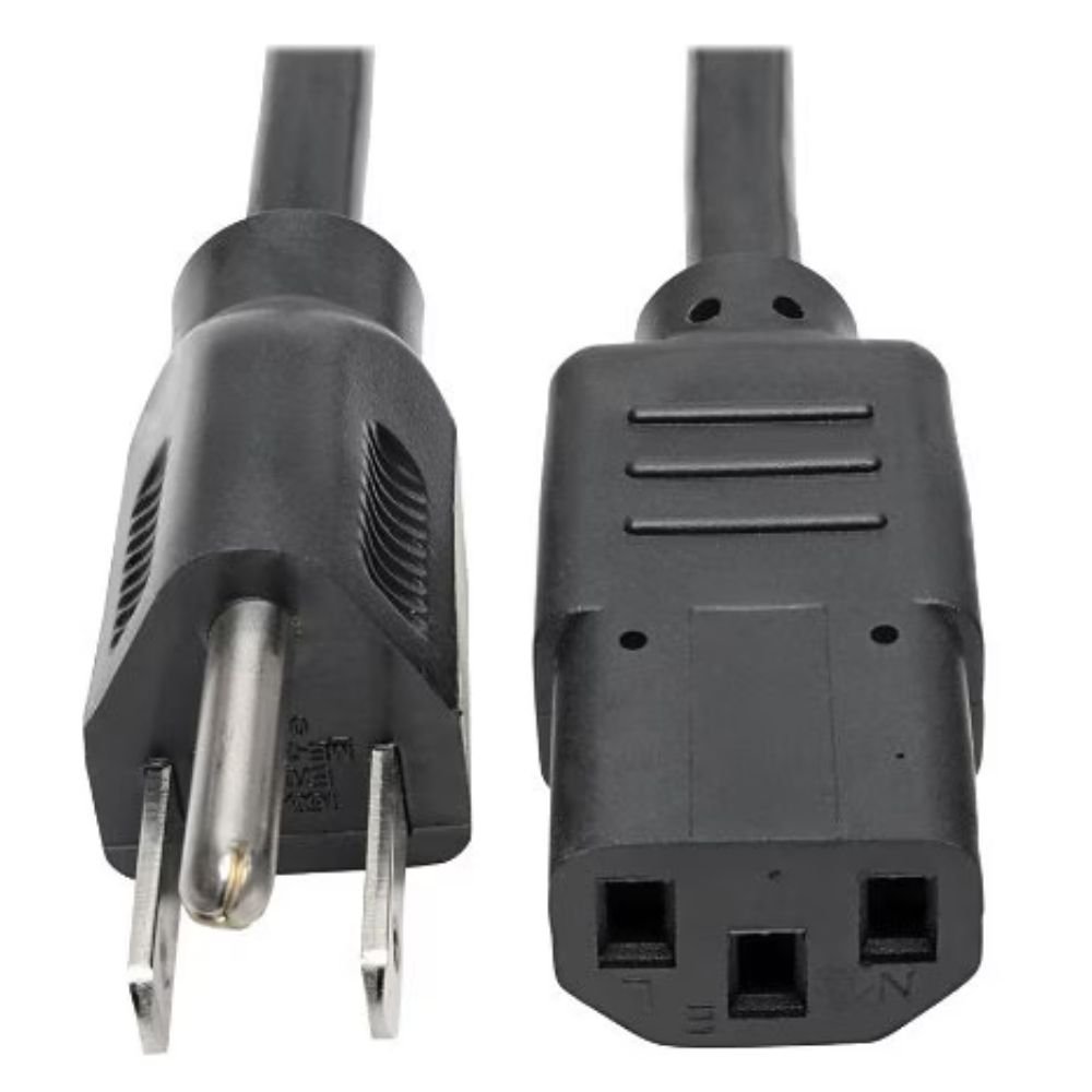 Eaton Tripp Lite Series Desktop Computer AC Power Cable, NEMA 5-15P To C13 - 10A, 125V, 18 AWG, 10 Ft. (3.05 M), Black 