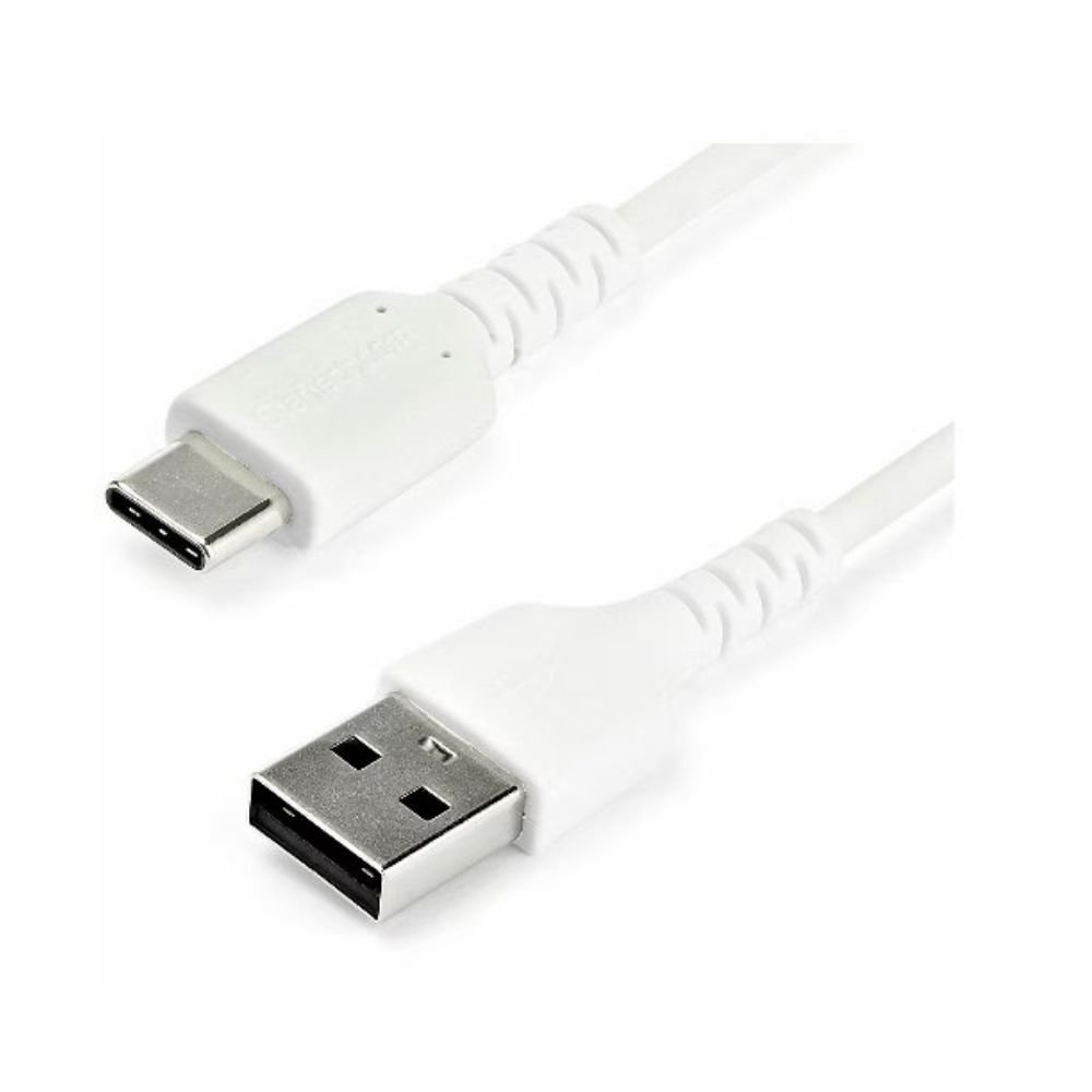 StarTech 6.6ft (2m) USB-A To USB-C Fast Charging Cable, Rugged, Charge & Sync, 3A, USB 2.0, White TPE Jacket