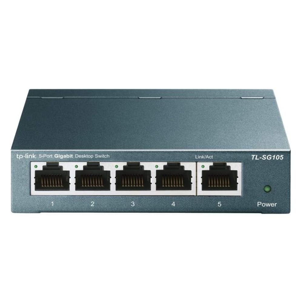 TP-Link TL-SG105, 5 Port Gigabit Unmanaged Ethernet Switch, Network Hub, Ethernet Splitter, Plug & Play, Fanless Metal Design, Shielded Ports, Traffi