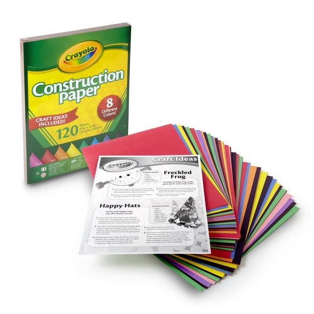Crayola Construction Paper, 120 Pages, School Supplies for Kindergarten, 10 Colors, Arts & Crafts Supplies, Classroom Must Haves